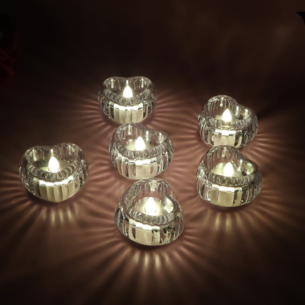 LED Crystal Tealight Candles – Elegant Flameless Warm Glow (6 Pc)