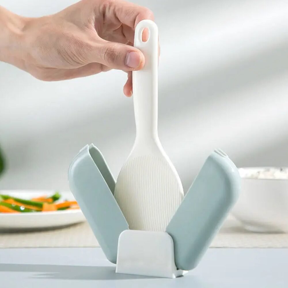 Automatic Rice Spoon Holder – Hygienic Dust Cover Storage