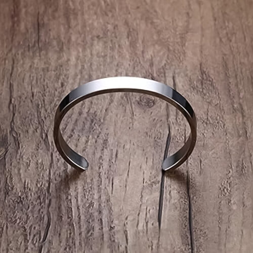 Silver-Tone Stainless Steel Bracelet – Minimalist Open-Ended Kada