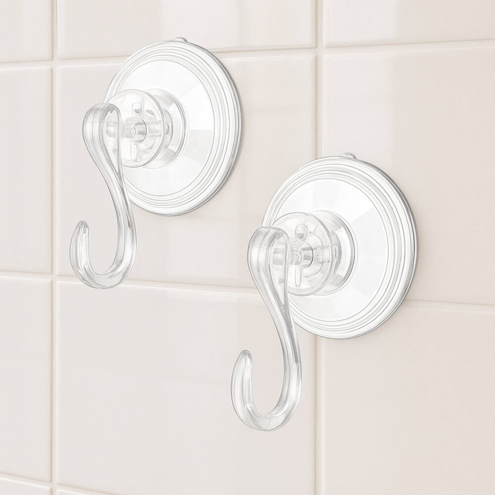 Plastic Suction Cup Hooks – Strong Hold & Reusable 4-Pc Set