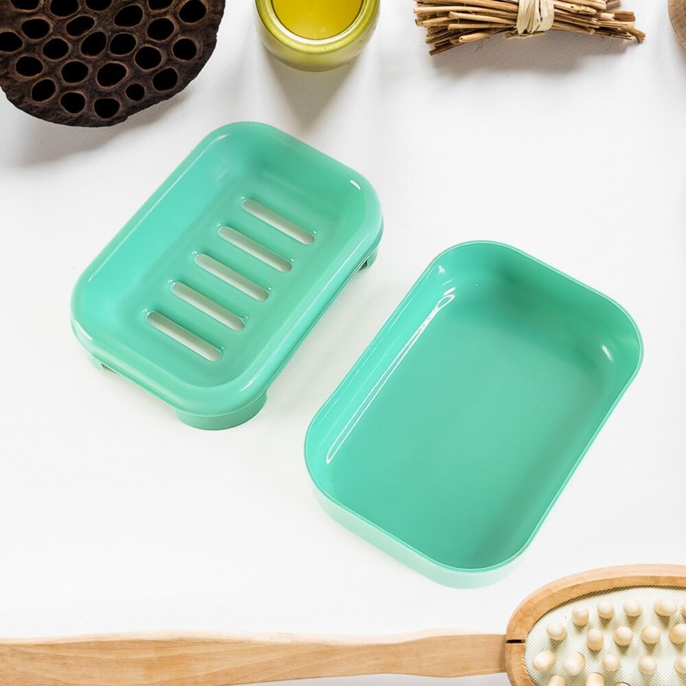 Plastic Soap Case – Leakproof Aqua Green Soap Holder with Drainage