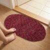 Red Oval Non-Slip Floor Mat – Durable & Soft for Indoor Use