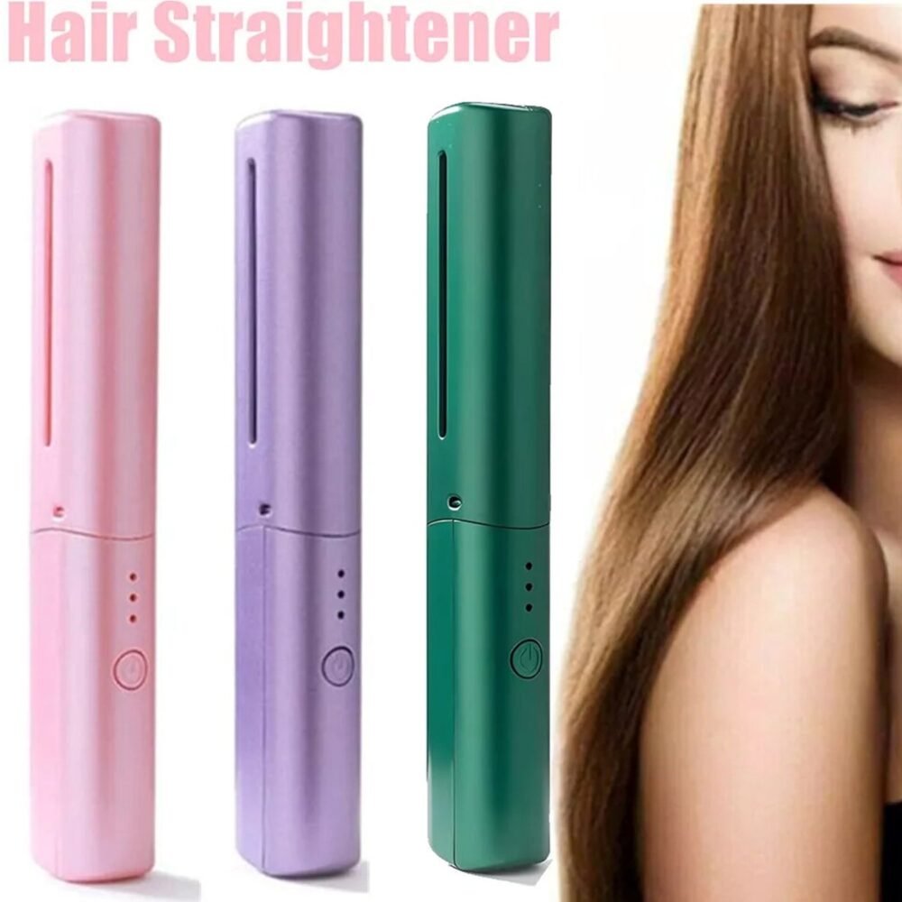 Mini Hair Straightener Brush – Cordless & Rechargeable for Travel