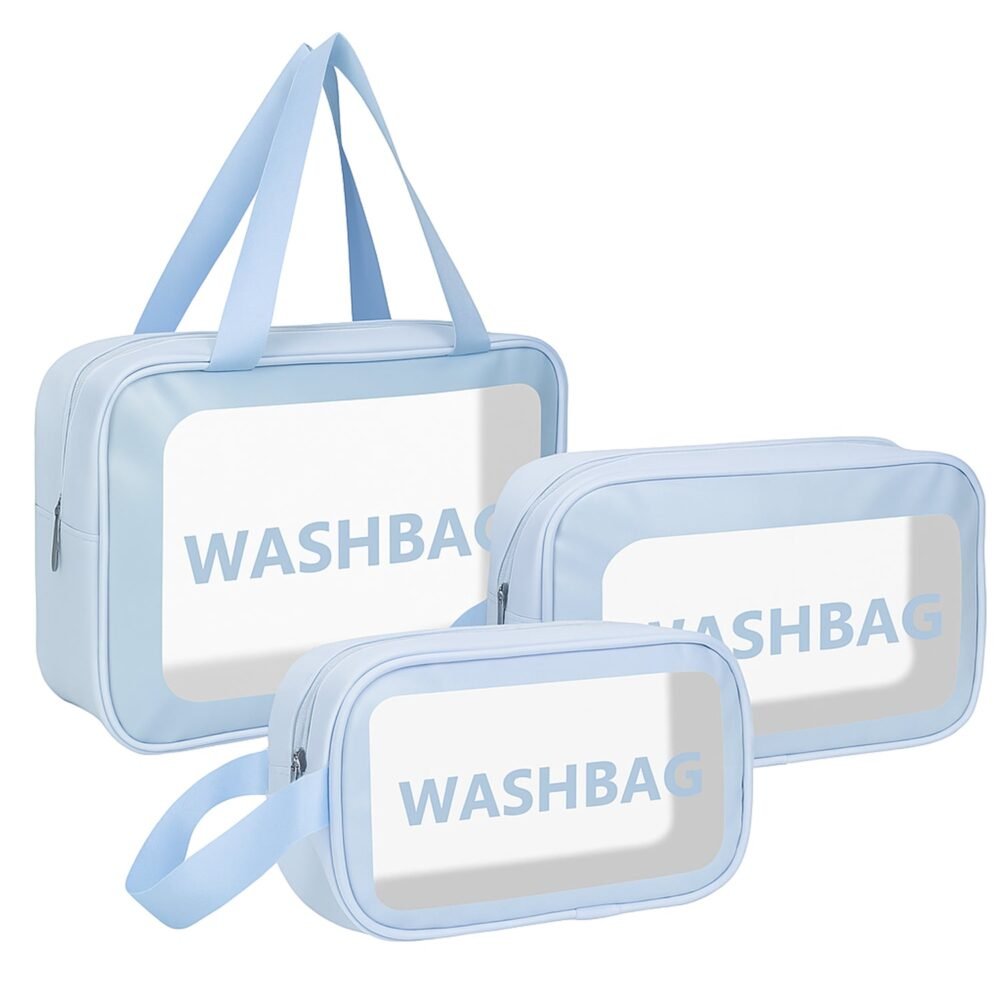 Waterproof Transparent Travel Toiletry Bag Set – 3 Sizes for Easy Organization