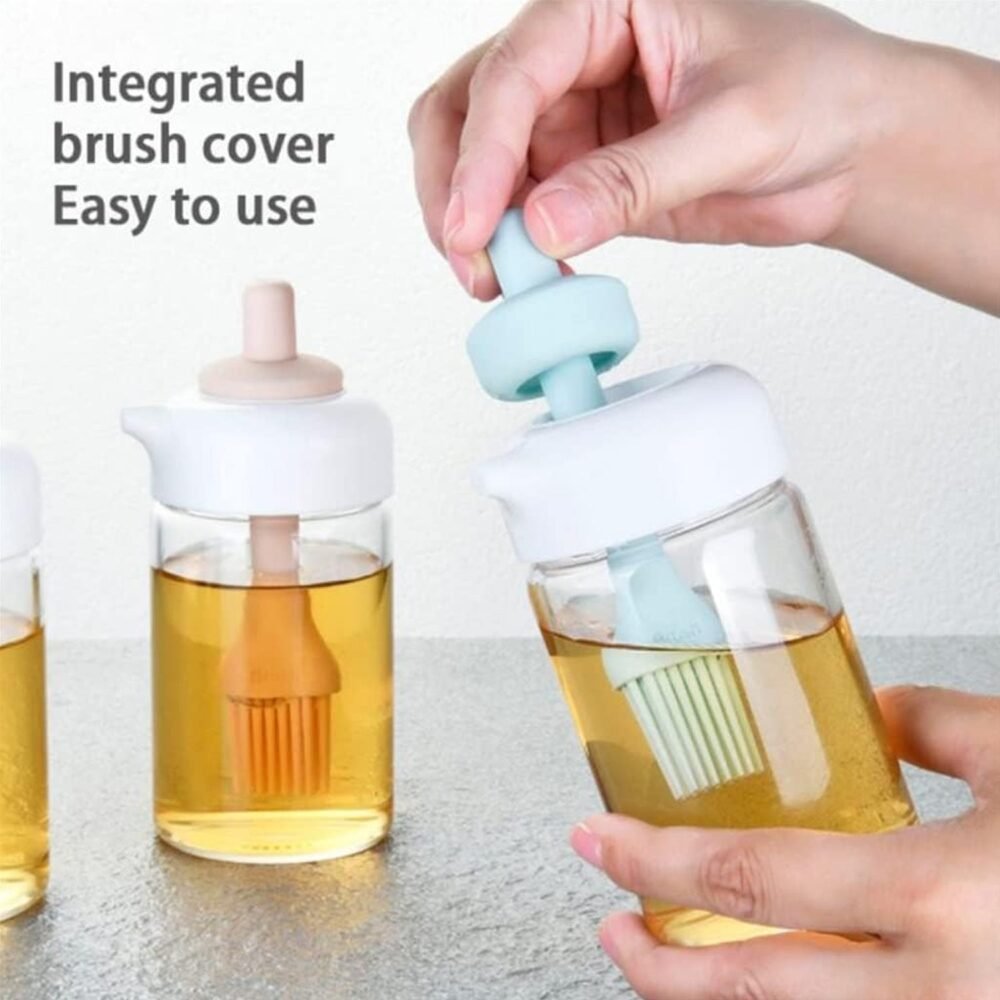 Glass Oil Dispenser with Brush ñ Borosilicate Kitchen Bottle | Own Hydrate