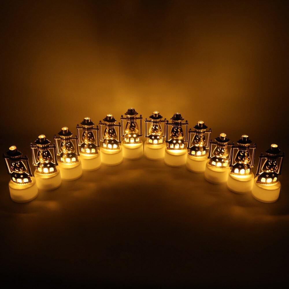 Lantern Style Flameless LED Candles – Safe Vintage Ambience (12 Pc)