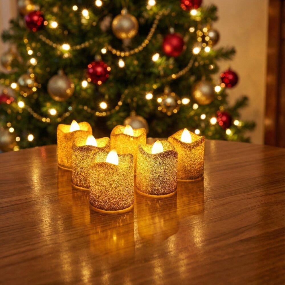 04_light_3e72d3ac-f5b4-4d13-9742-4388576b28bc.jpg LED Tealight Candles – 6 Pc Flameless Christmas Glitter Set
