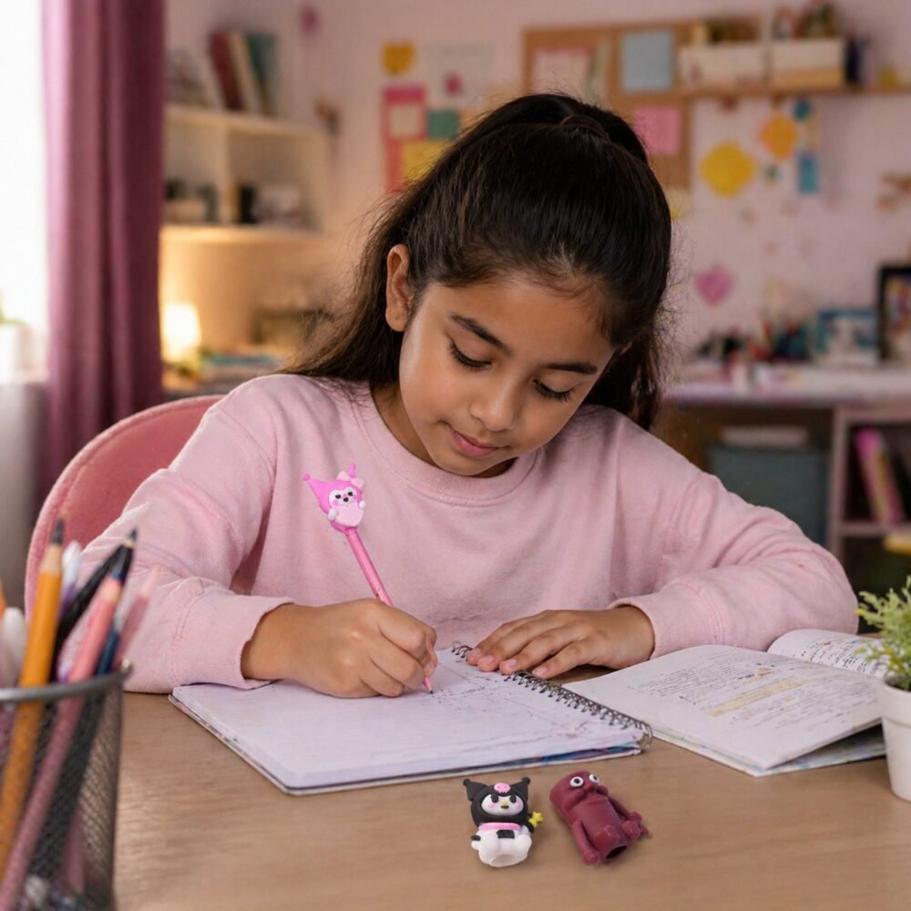 04_penciltopper.jpg Cute Cartoon Pencil Topper Cap – Fun & Protective Stationery Accessory