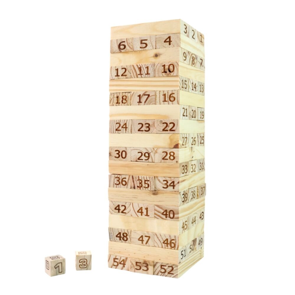 Numbered Wooden Tumbling Tower – Classic Stacking Game Fun