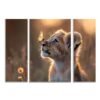 Lion Cub Wall Art – Vibrant 3-Panel MDF Wall Decor
