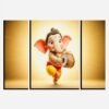 Ganesha Religious Wall Art – Vibrant 3 Panel MDF Frame