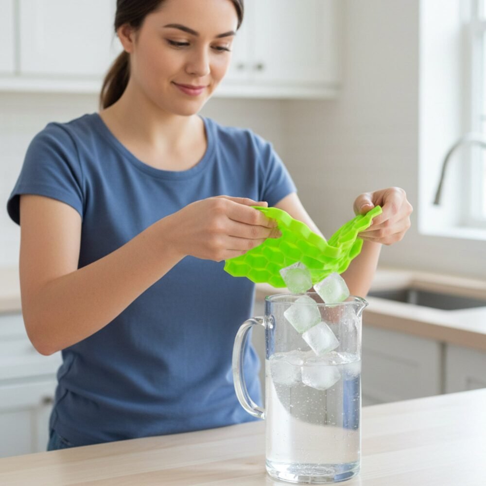 Honeycomb Silicone Ice Cube Tray with Lid – Hexagon Shape Design
