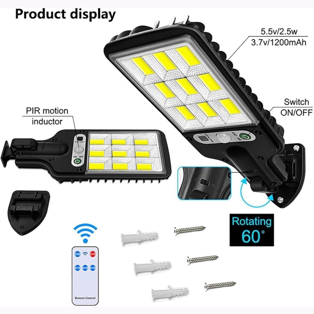 Solar LED Street Light – High Power with Motion Sensor & Remote Control