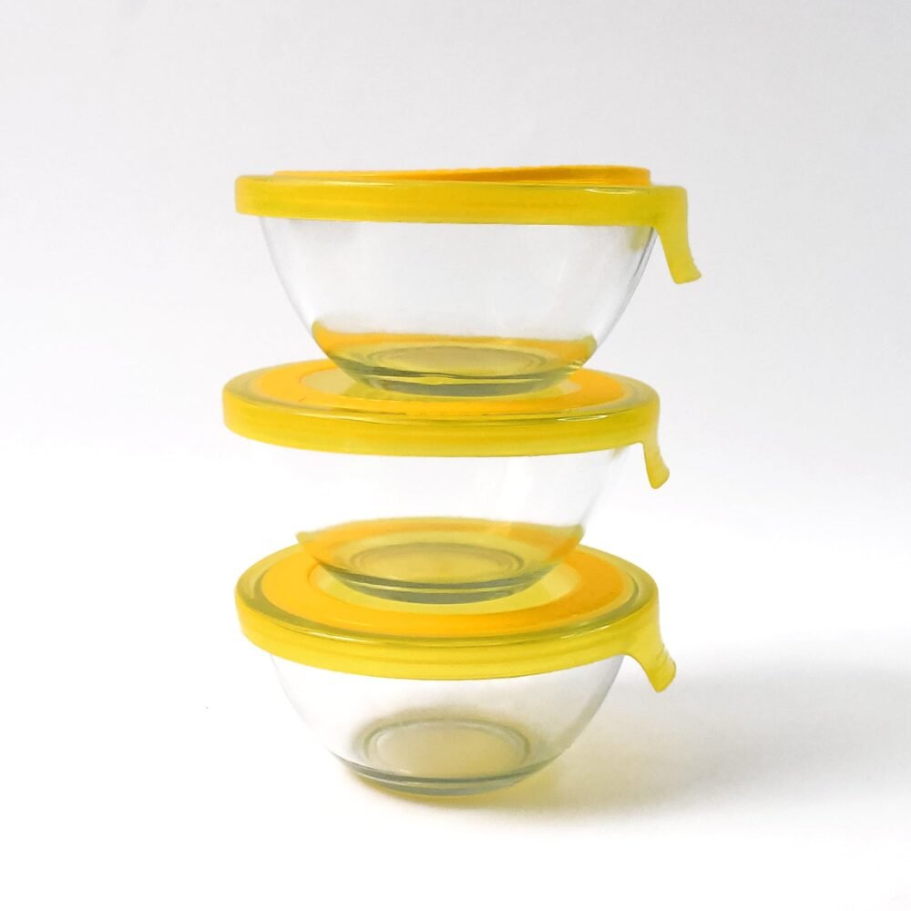 Glass Bowl Set with Lids – Multipurpose Microwave Safe (3 pcs)