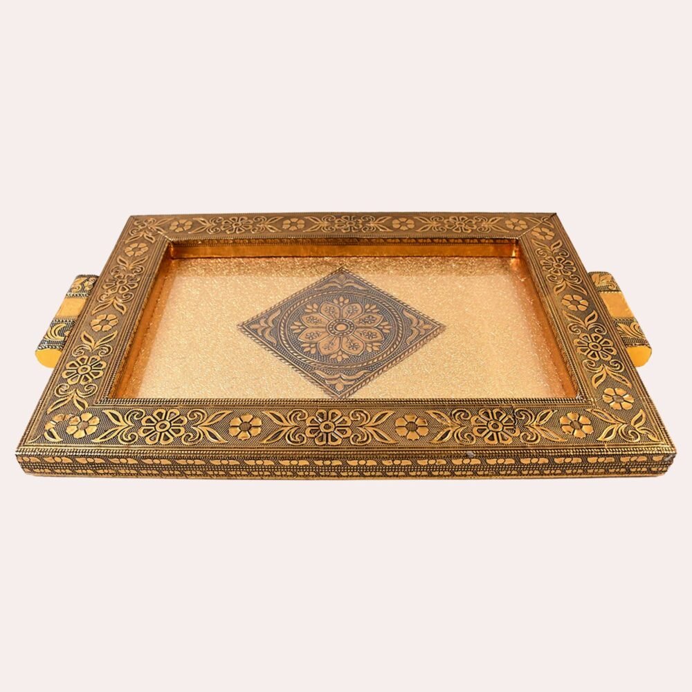 Rajwadi Decorative Serving Tray – Premium Antique Floral Design