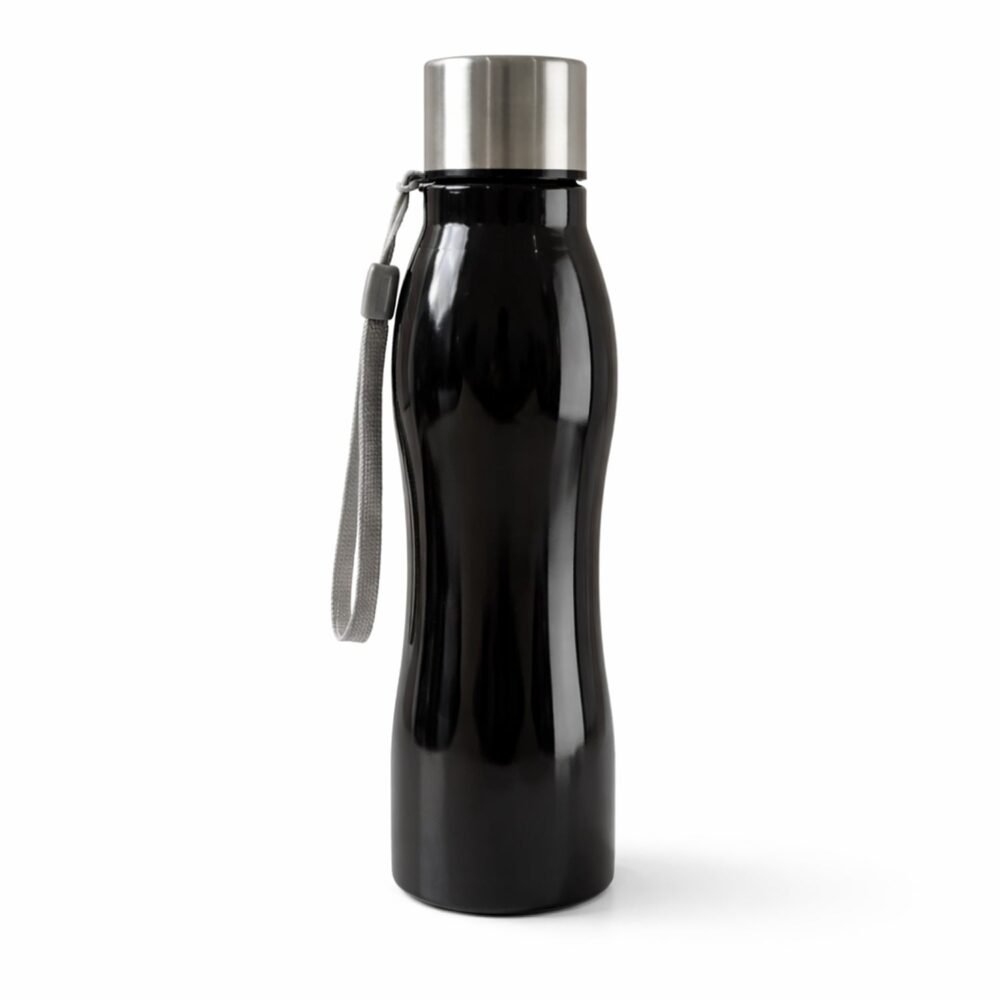 Stainless Steel Water Bottle – 600ml Leakproof with Carry Strap