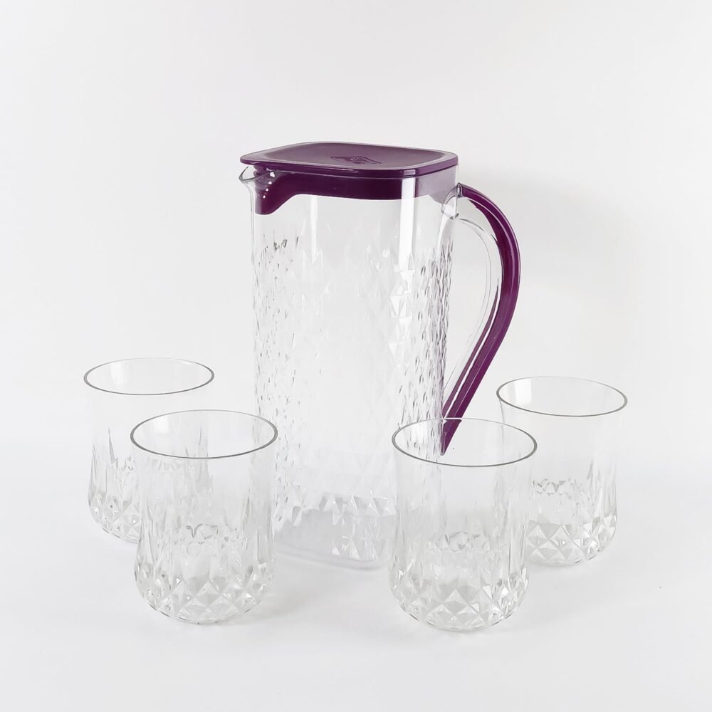 Plastic Jug with Glasses Combo – 5-Piece BPA-Free Serving Set