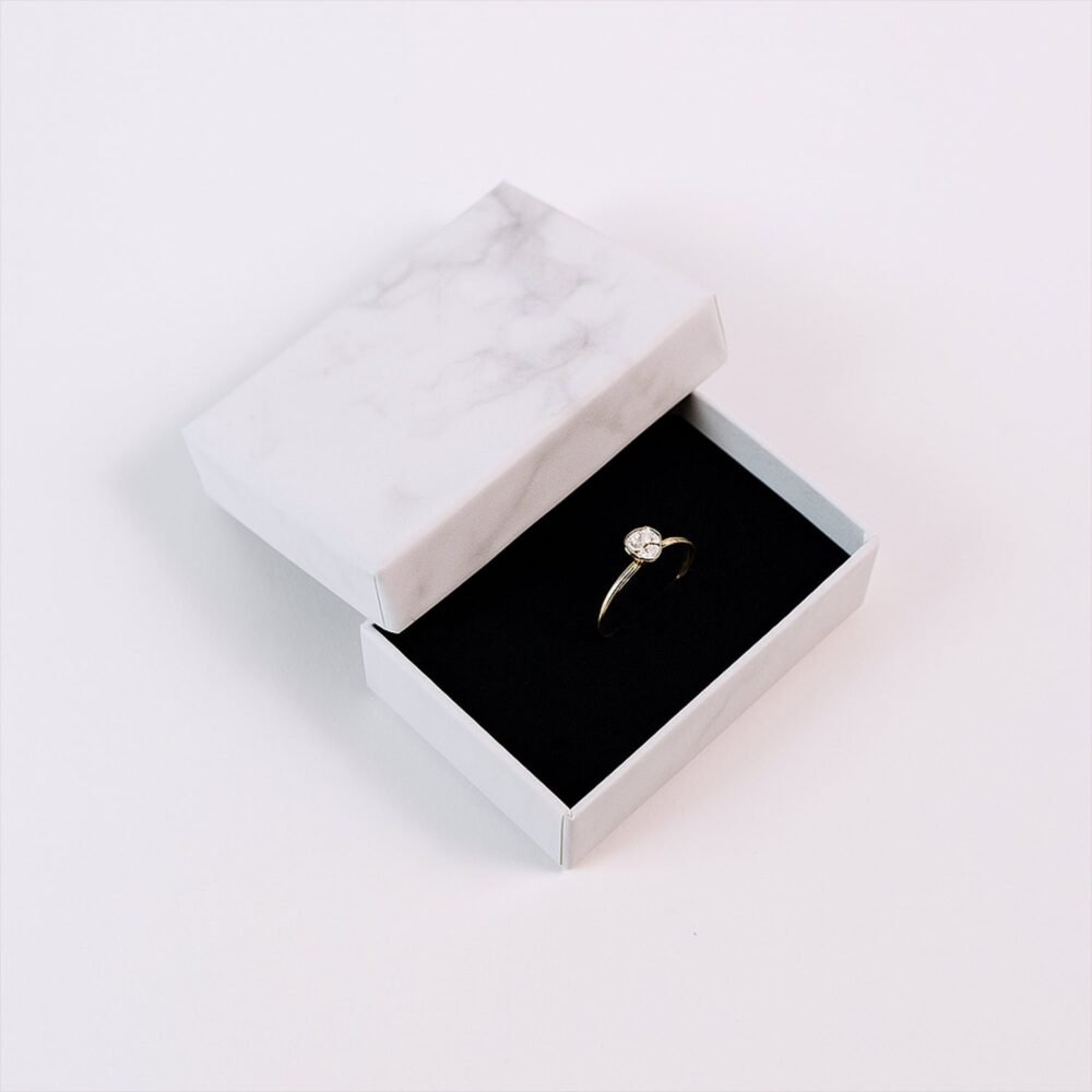 Marble Jewelry Gift Box 8x5 cm – Elegant Velvet Insert