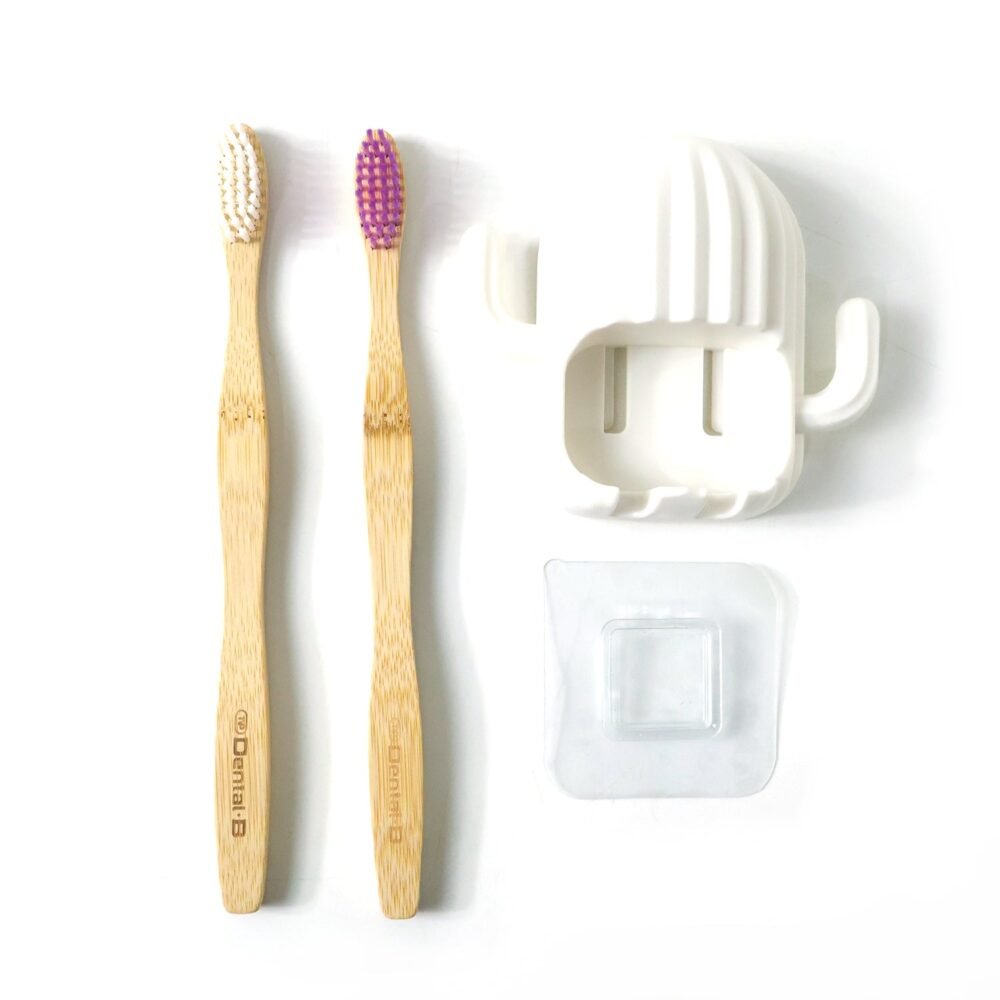 Wall Mounted Toothbrush Holder Set – Hygienic Bamboo Brushes
