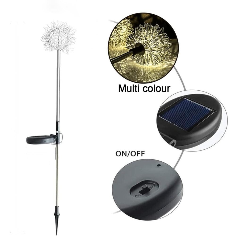 Solar Powered Dandelion Garden Lights – 2 Pc Multicolor LEDs