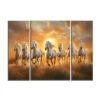 Horses Sunset Wall Art – Vibrant 3-Panel MDF Canvas for Home Decor