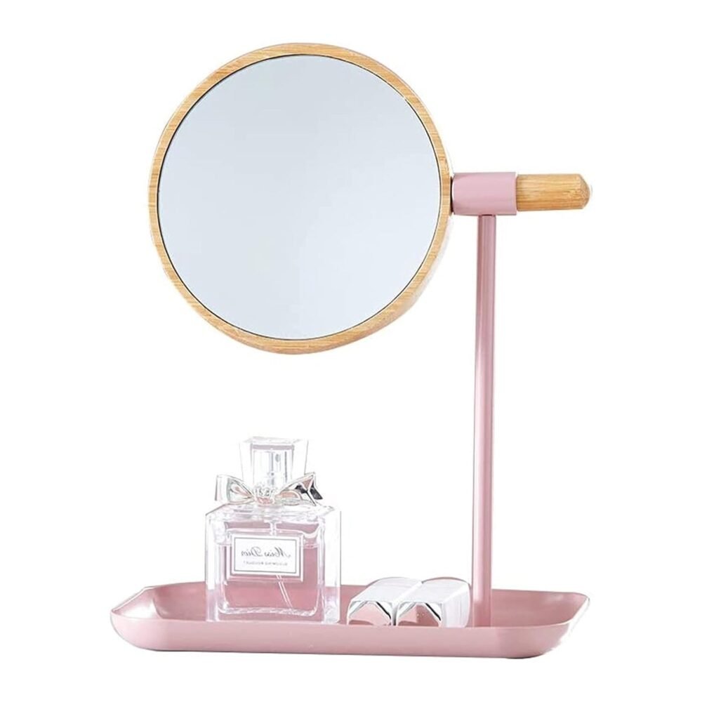 05_Vanity-Mirror.jpg Tabletop Makeup Mirror – Modern Round Frame with Wooden Finish