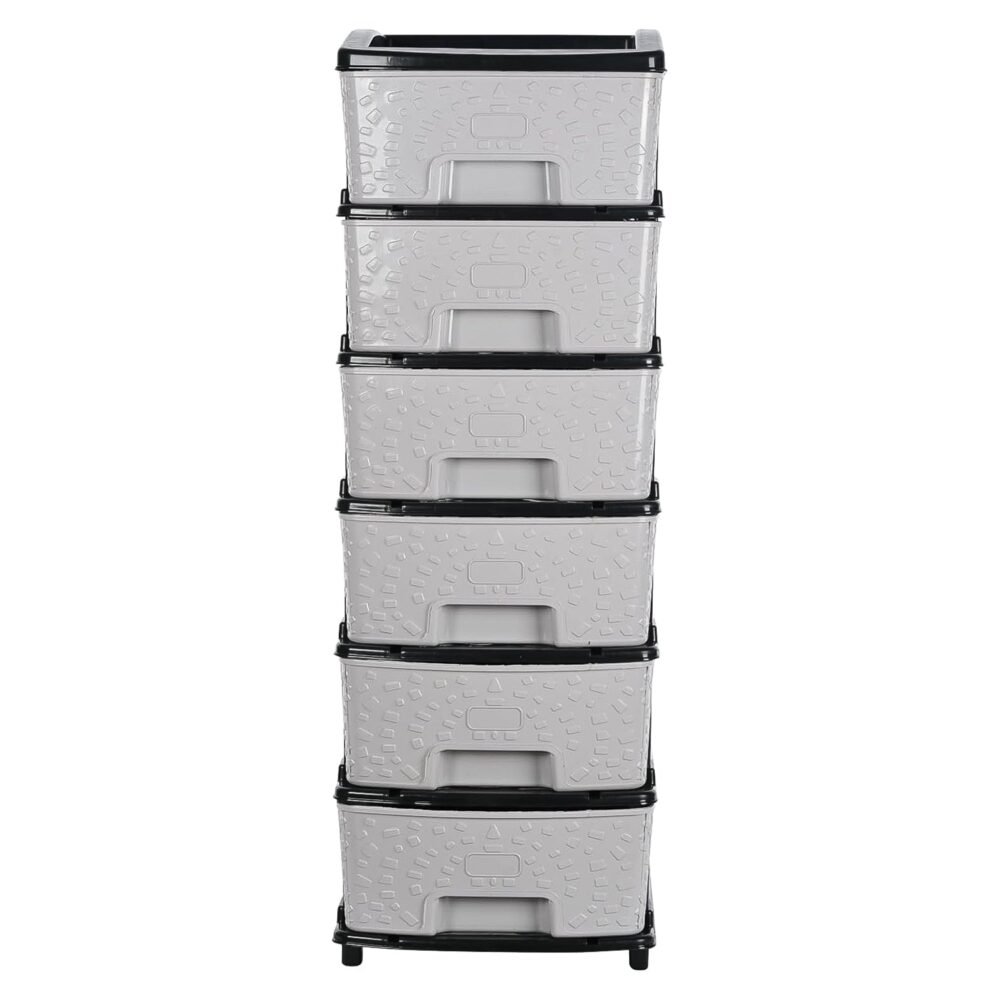 Plastic Drawer Organizer – 6-Layer Stone Texture Storage Cabinet