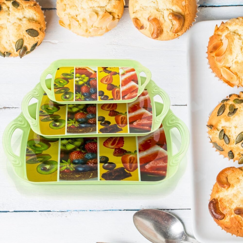 Serving Tray Set – Multicolor Mix Sizes, Lightweight & Stylish