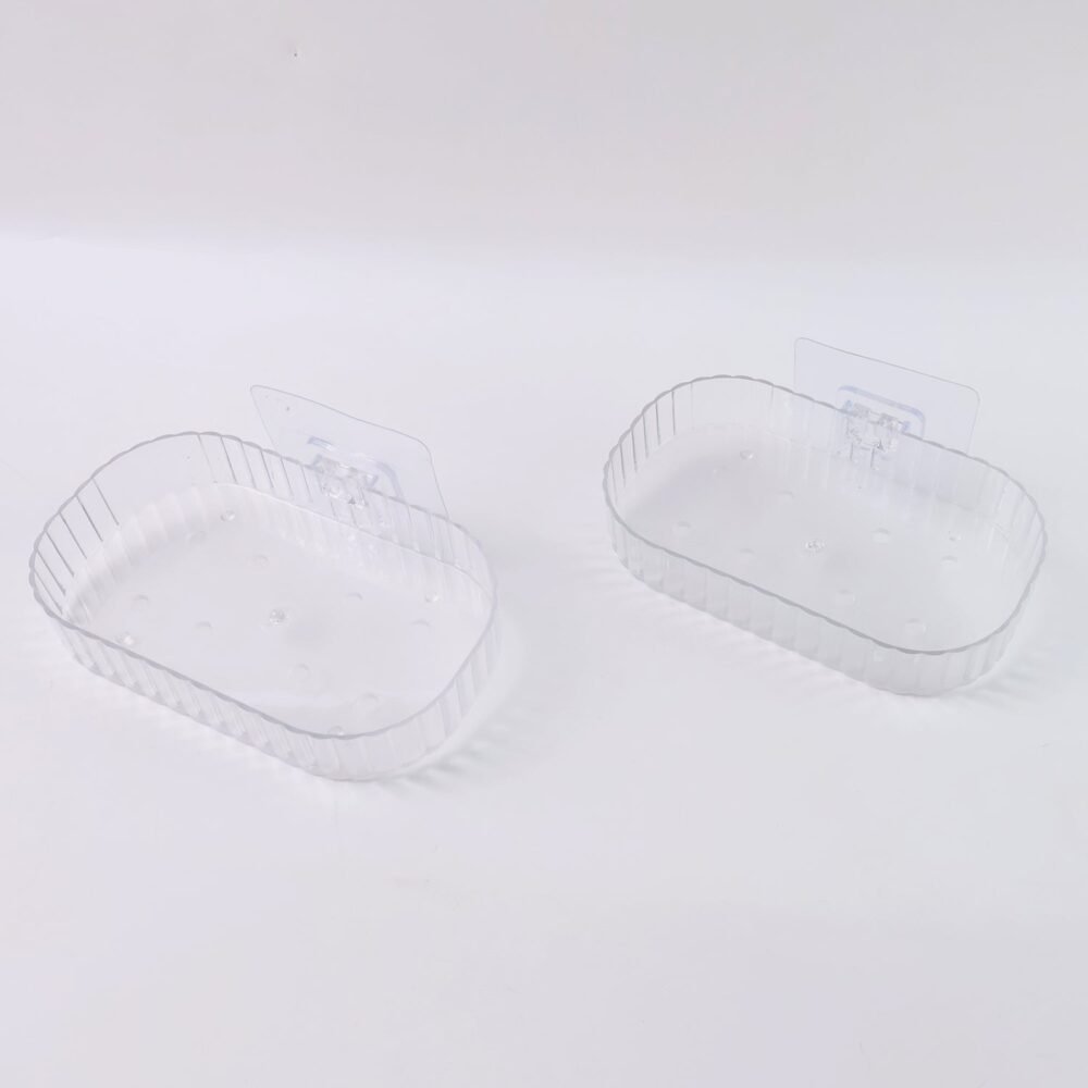 Transparent Wall Mounted Soap Dish Holder – Self Adhesive 2 Pc