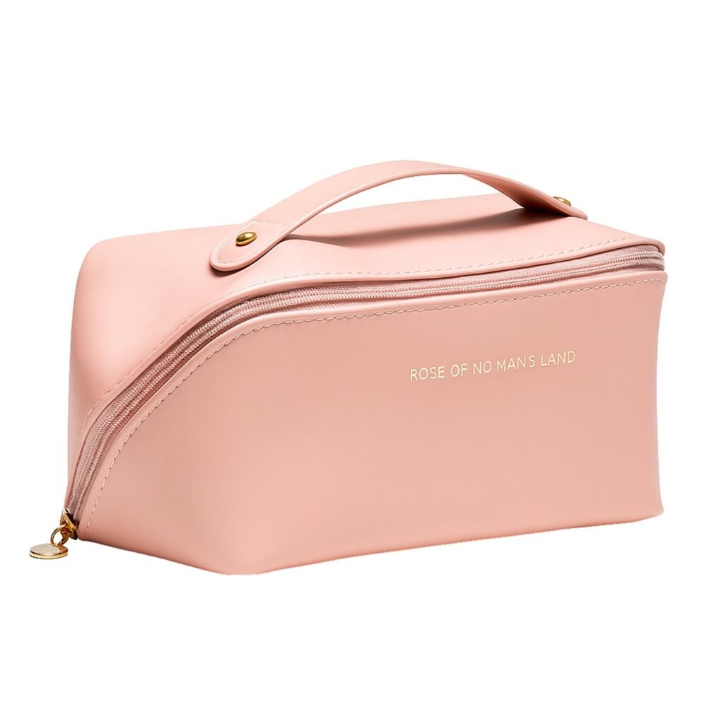 Travel Makeup Organizer Pouch – Waterproof Peach Zipper Bag