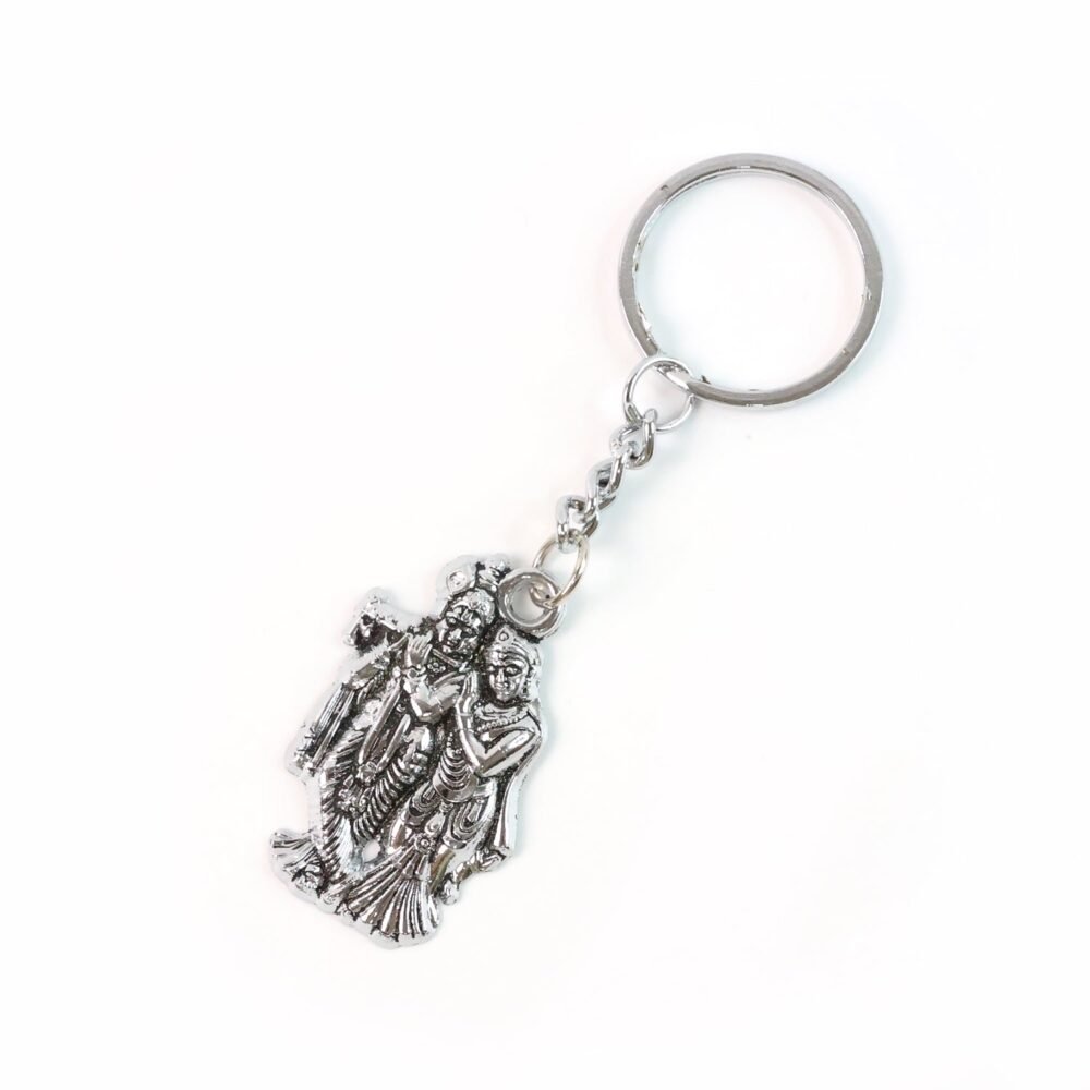 Radha Krishna Metal Keychain – Durable Spiritual Gift