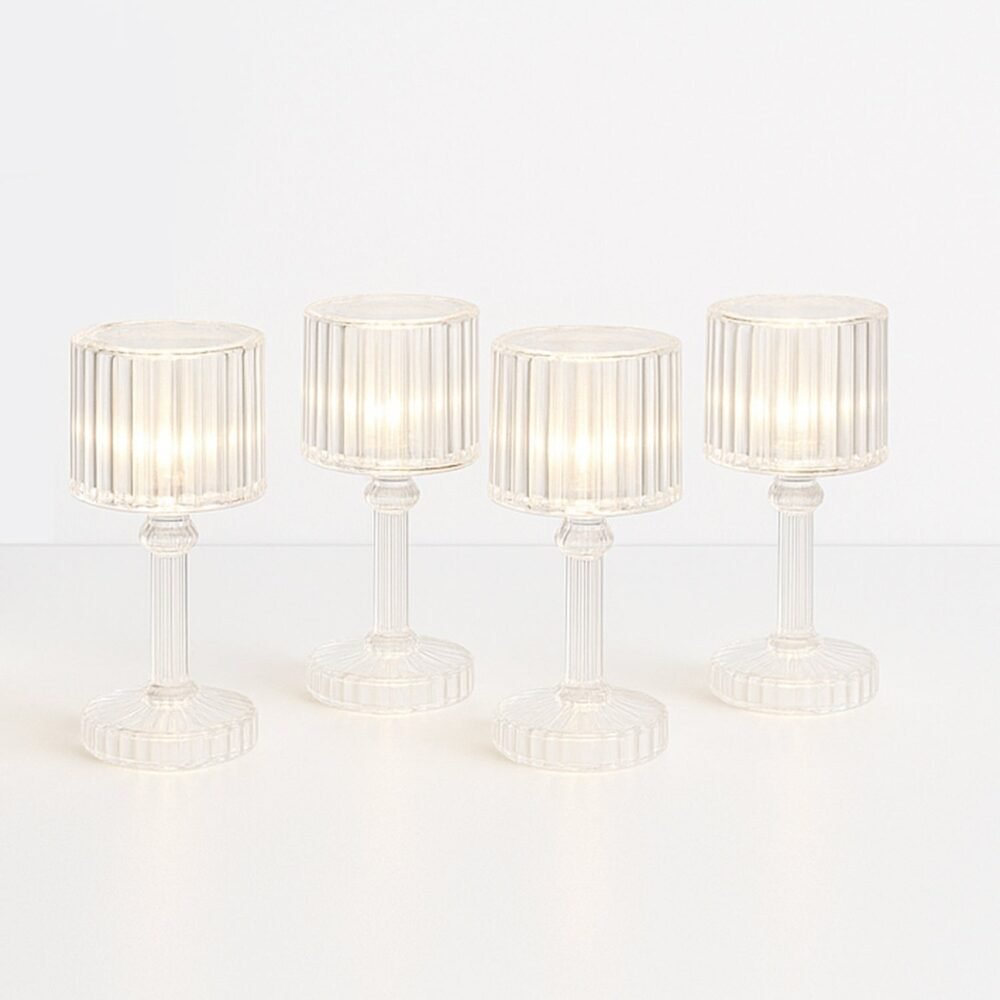 LED Crystal-Effect Table Lamps – Set of 4 Elegant Mini Lights