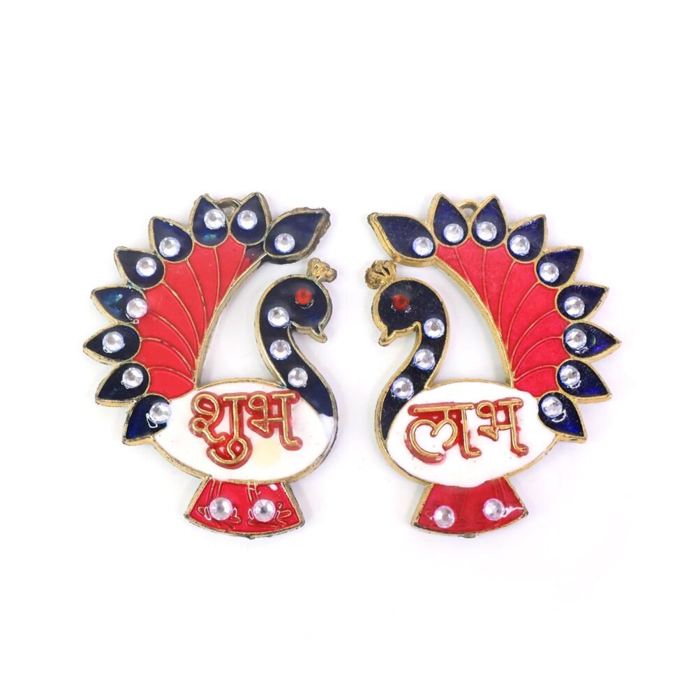 05_subh-labh.jpg Peacock Wall Hanging Set – Traditional Shubh Labh Decor for Festivals