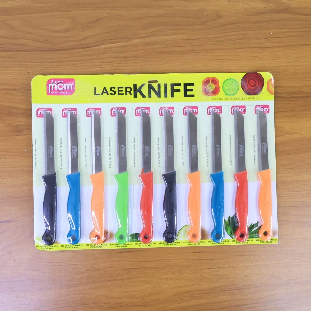 Laser Kitchen Knife Set – 10 Pc Stainless Steel | Supermom