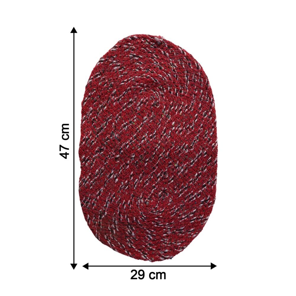 Red Oval Non-Slip Floor Mat – Durable & Soft for Indoor Use