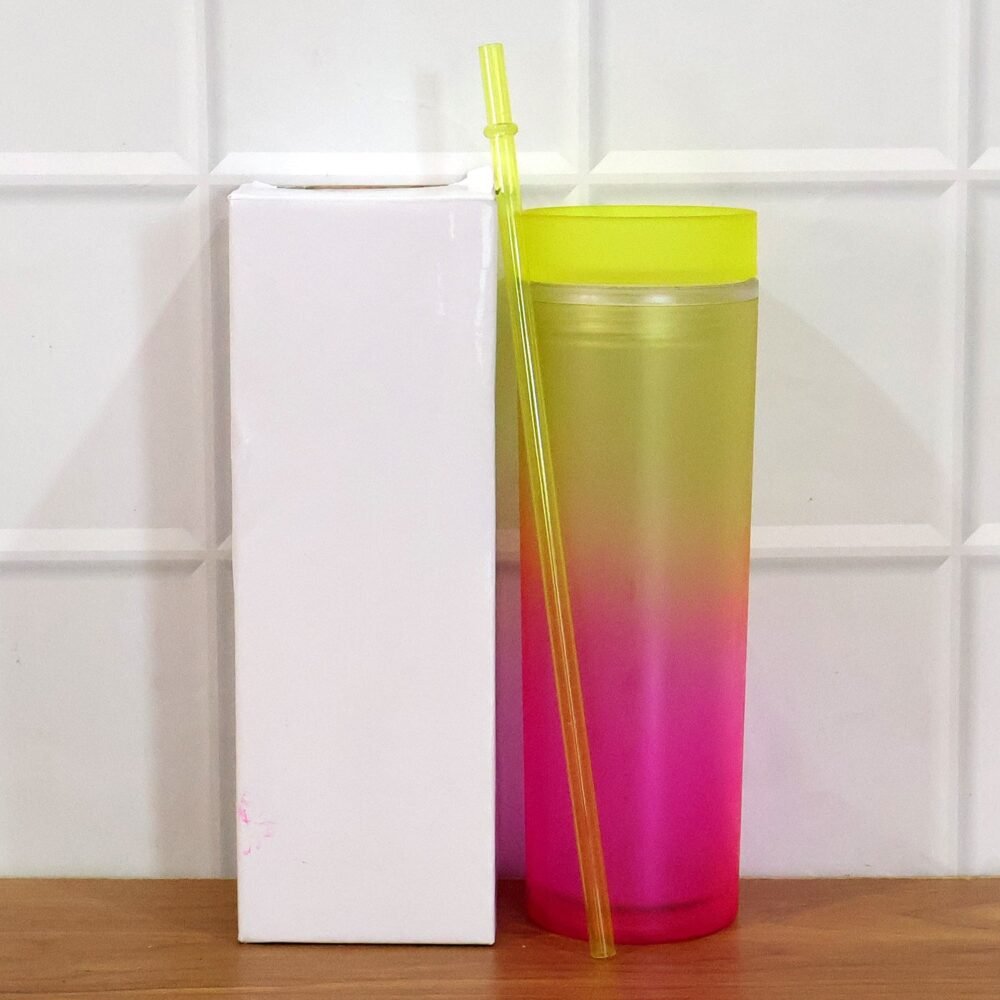 Gradient Plastic Drinking Tumbler – Reusable & Spill Proof