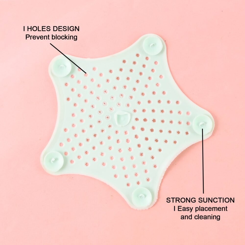 Silicone Star Shaped Sink Strainer – Mint Green Hair Catcher