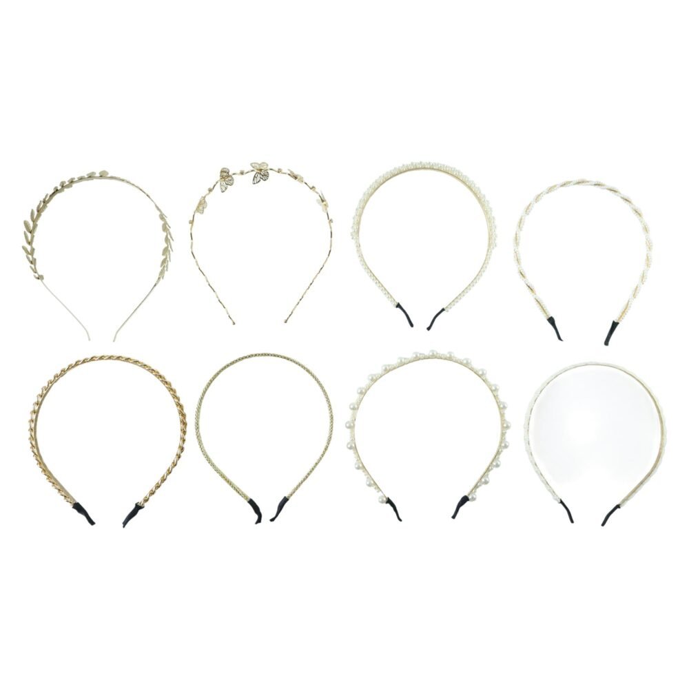 Designer Hair Band Set – Elegant 8-Piece Pearl & Floral Collection