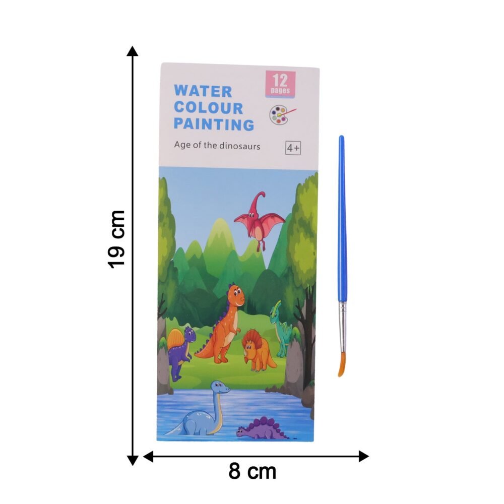 Kids Watercolour Painting Book – Dinosaur Theme & Brushes for Creativity