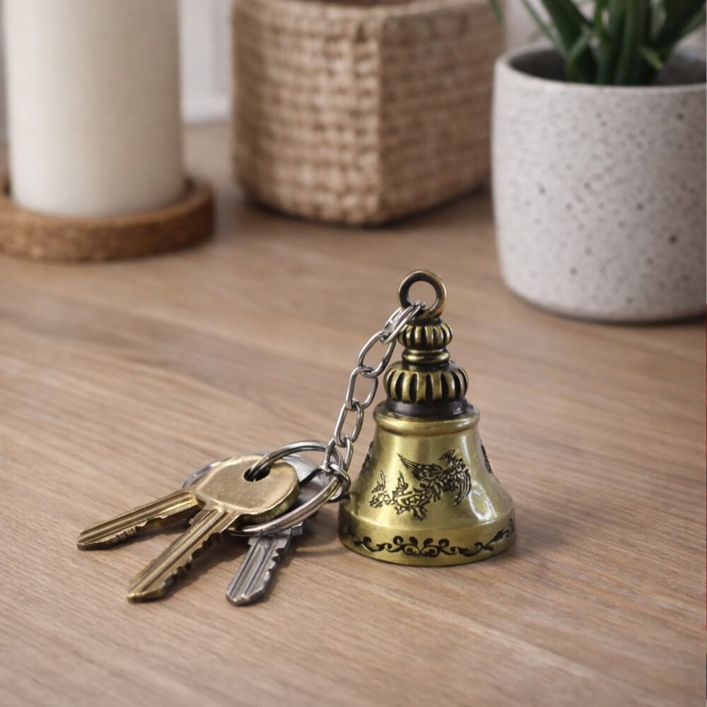 Temple Bell Keychain – Durable Metal Spiritual Charm