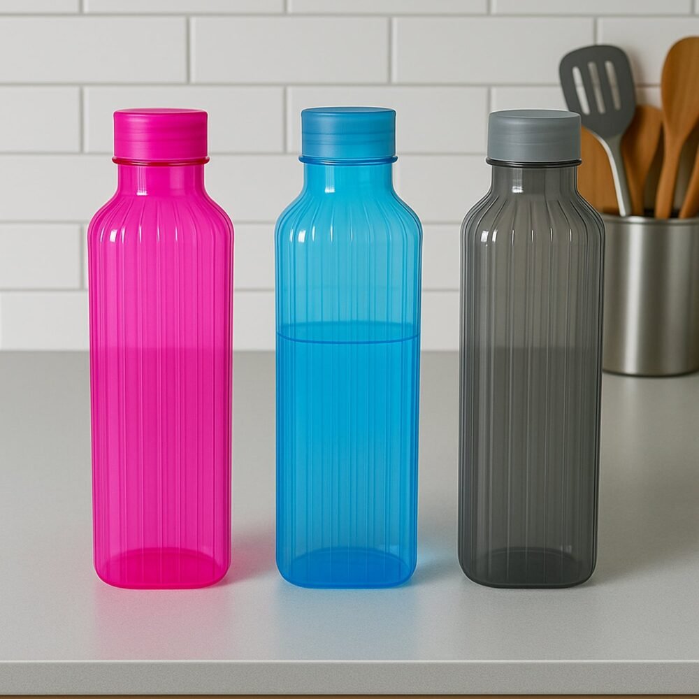 Transparent Fridge Water Bottles – Set of 3 BPA-Free Plastic
