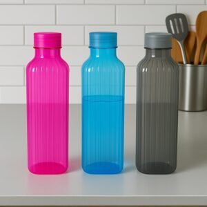 Transparent Fridge Water Bottles – Set of 3 BPA-Free Plastic