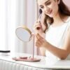 06_Vanity-Mirror.jpg Tabletop Makeup Mirror – Modern Round Frame with Wooden Finish