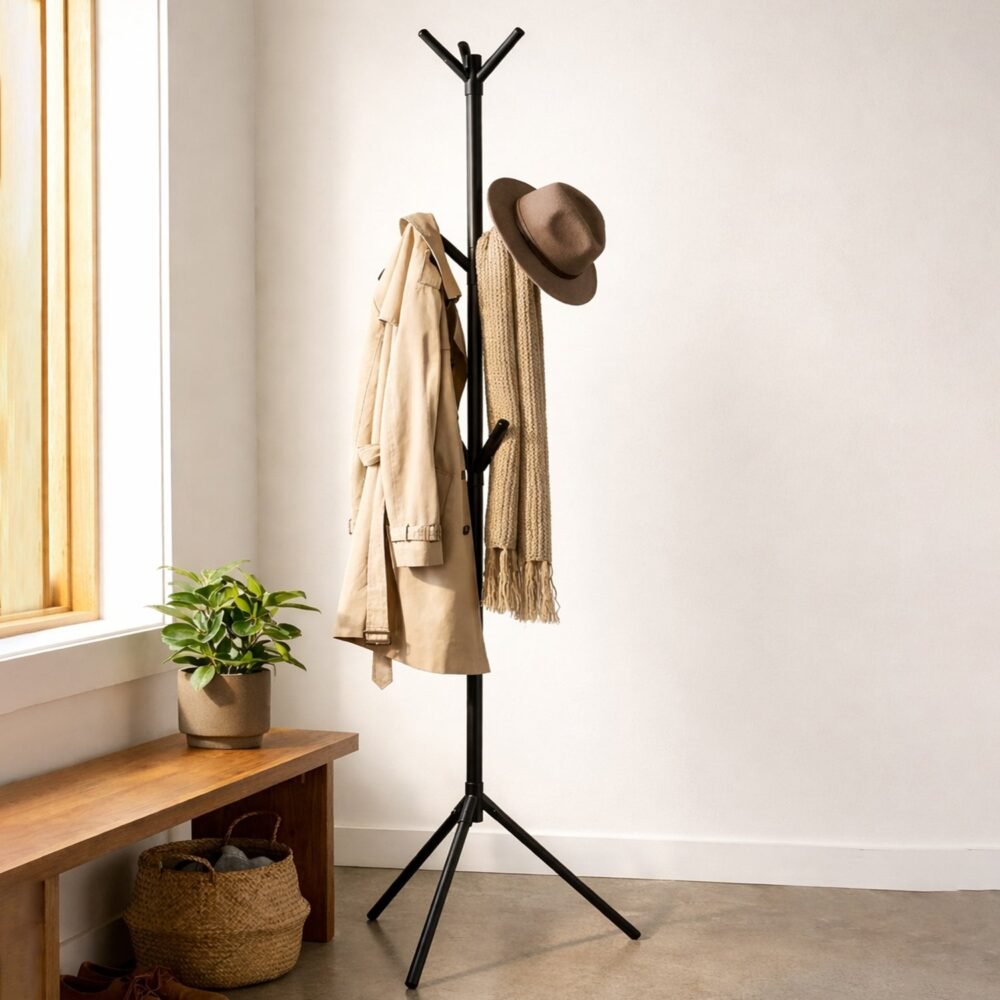 Metal Coat Rack Stand – Heavy-Duty Multi-Hook Organizer