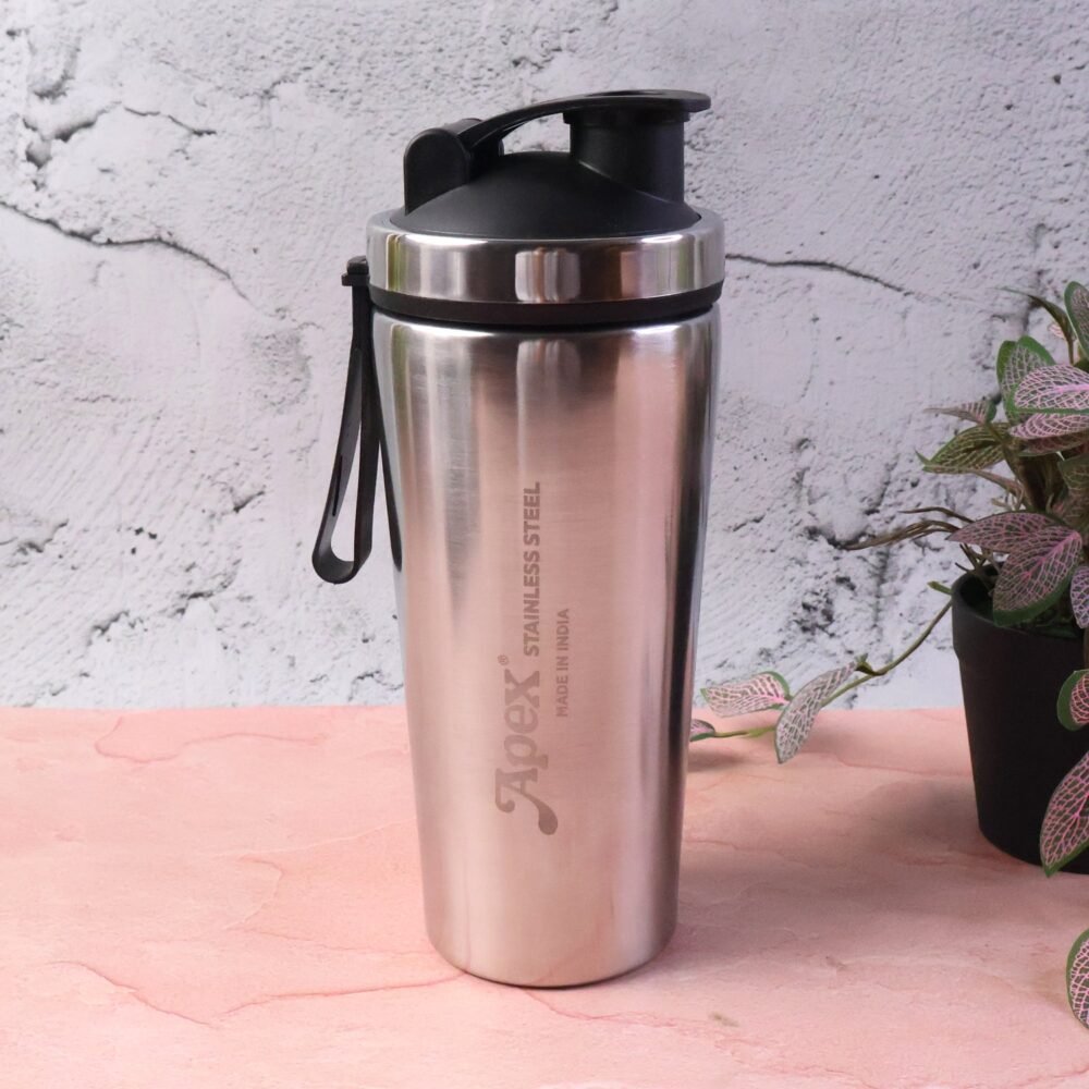 Stainless Steel Gym Shaker Bottle – 1000ml Leak-Resistant Flip Lid