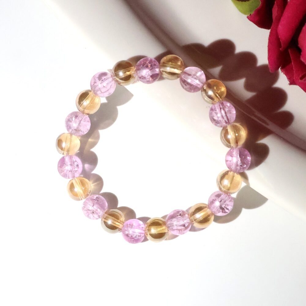 Dual-Tone Crystal Beaded Stretch Bracelet – Elegant & Comfortable