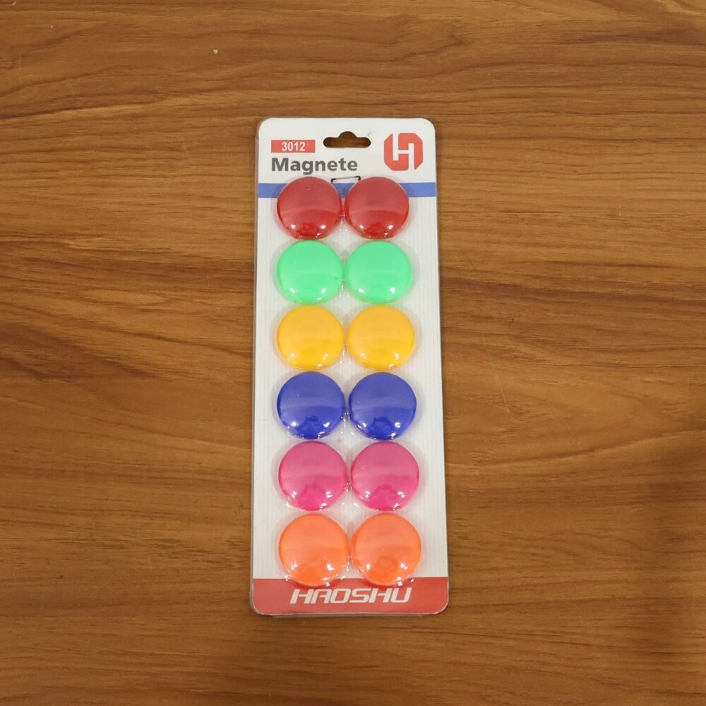 Round Refrigerator Magnets – Strong Colorful 12 Pc Set