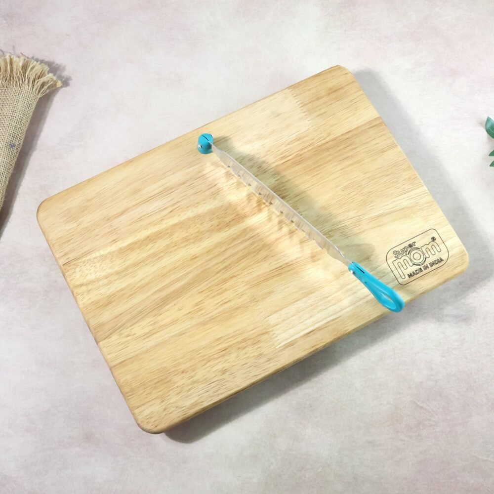 Wooden Cutting Board with Ergonomic Knife – Durable & Compact Set