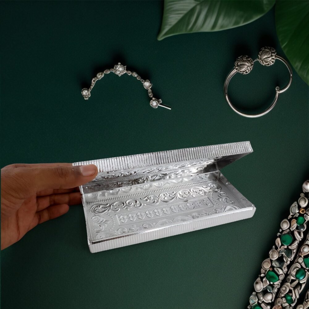 Decorative Multipurpose Silver Cash Box – Stylish 20x9cm Gift Case