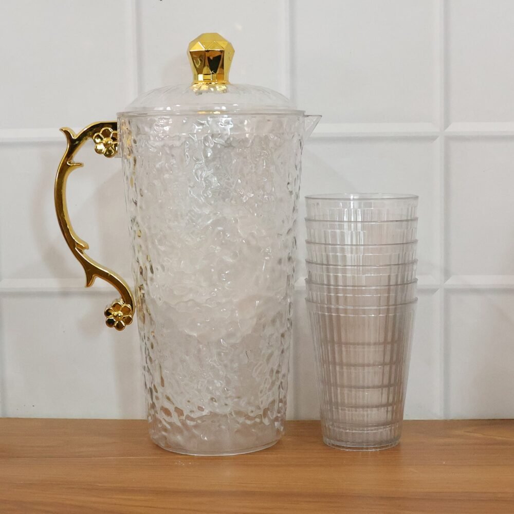 06_db9682cd-ab47-461c-916d-371218bdae0f.jpg Textured Glass Water Jug Set – Elegant 1 Jug with 6 Glasses